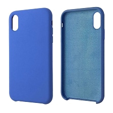 Чехол накладка Silicon Case для APPLE iPhone XR, силикон, бархат, цвет синий