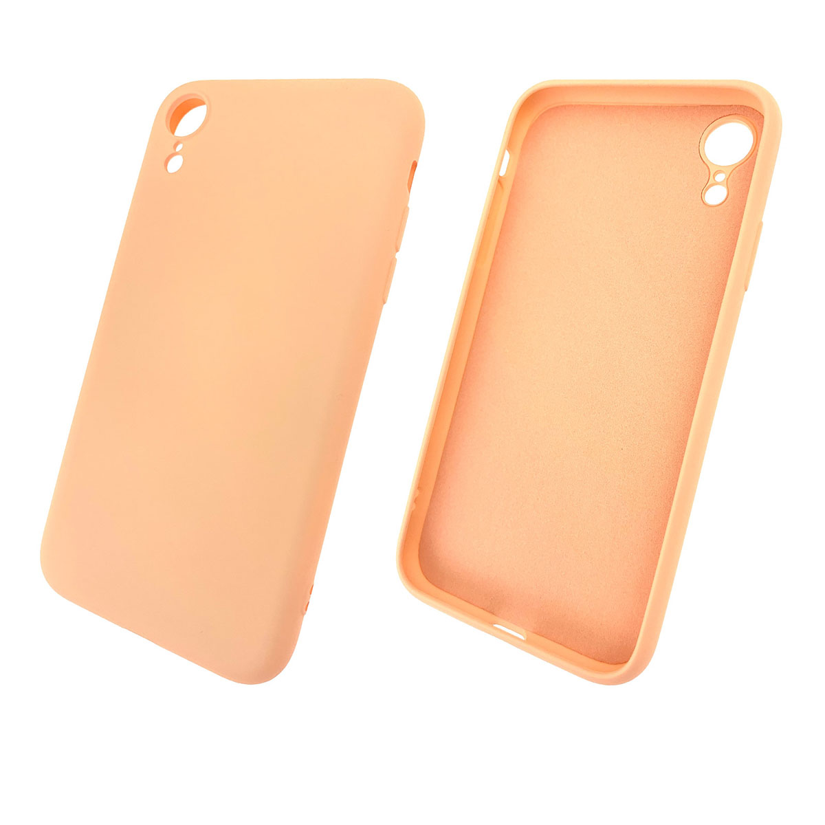 Чехол накладка для APPLE iPhone XR, силикон, цвет персиковый.