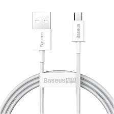 Кабель USB BASEUS Superior Series Fast Charging, Micro USB, 2А, силикон, длина 1 метр, цвет белый Кабель USB BASEUS Superior Series Fast Charging, Micro USB, 2А, силикон, длина 1 метр, цвет белый