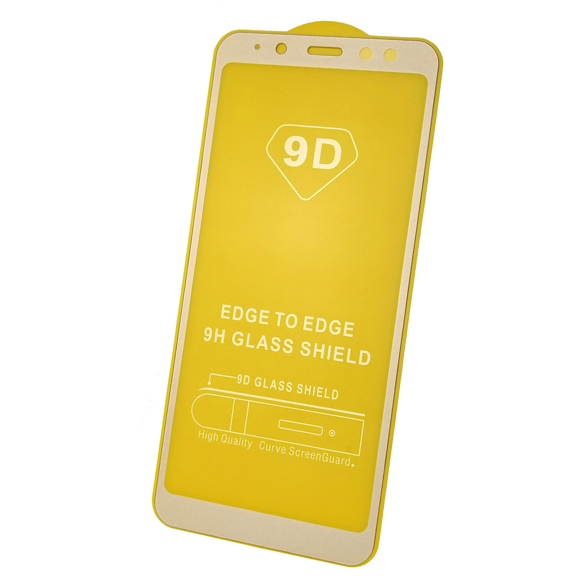 Защитное стекло 9D для SAMSUNG Galaxy A8 2018 (SM-A530), цвет окантовки золотистый.