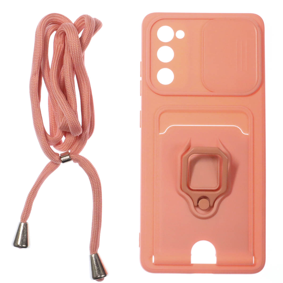 Чехол накладка MULTI FUNCTION 4 в 1 для SAMSUNG Galaxy S20 FE (SM-G780), цвет персиковый
