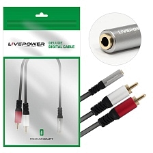 Кабель переходник аудио Live Power H246 Jack 3.5(F) - 2 RCA (M), длина 30 см, цвет черный