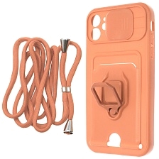 Чехол накладка MULTI FUNCTION 4 в 1 для APPLE iPhone 11 (6.1), цвет персиковый