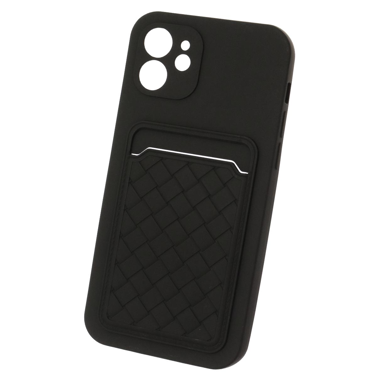 Чехол накладка CARD CASE для APPLE iPhone 12 (6.1"), силикон, отдел для карт, цвет черный Чехол накладка CARD CASE для APPLE iPhone 12 (6.1"), силикон, отдел для карт, цвет черный