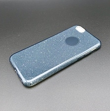 Чехол накладка Shine для APPLE iPhone 6, 6S, силикон, блестки, цвет черный.