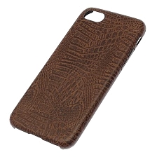 Чехол накладка для APPLE iPhone 7, 8, силикон, пластик, ультратонкий под кожу змеи, цвет коричневый.
