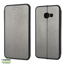 Чехол книжка для SAMSUNG Galaxy A3 2017 (SM-A320), экокожа, визитница, цвет серый.