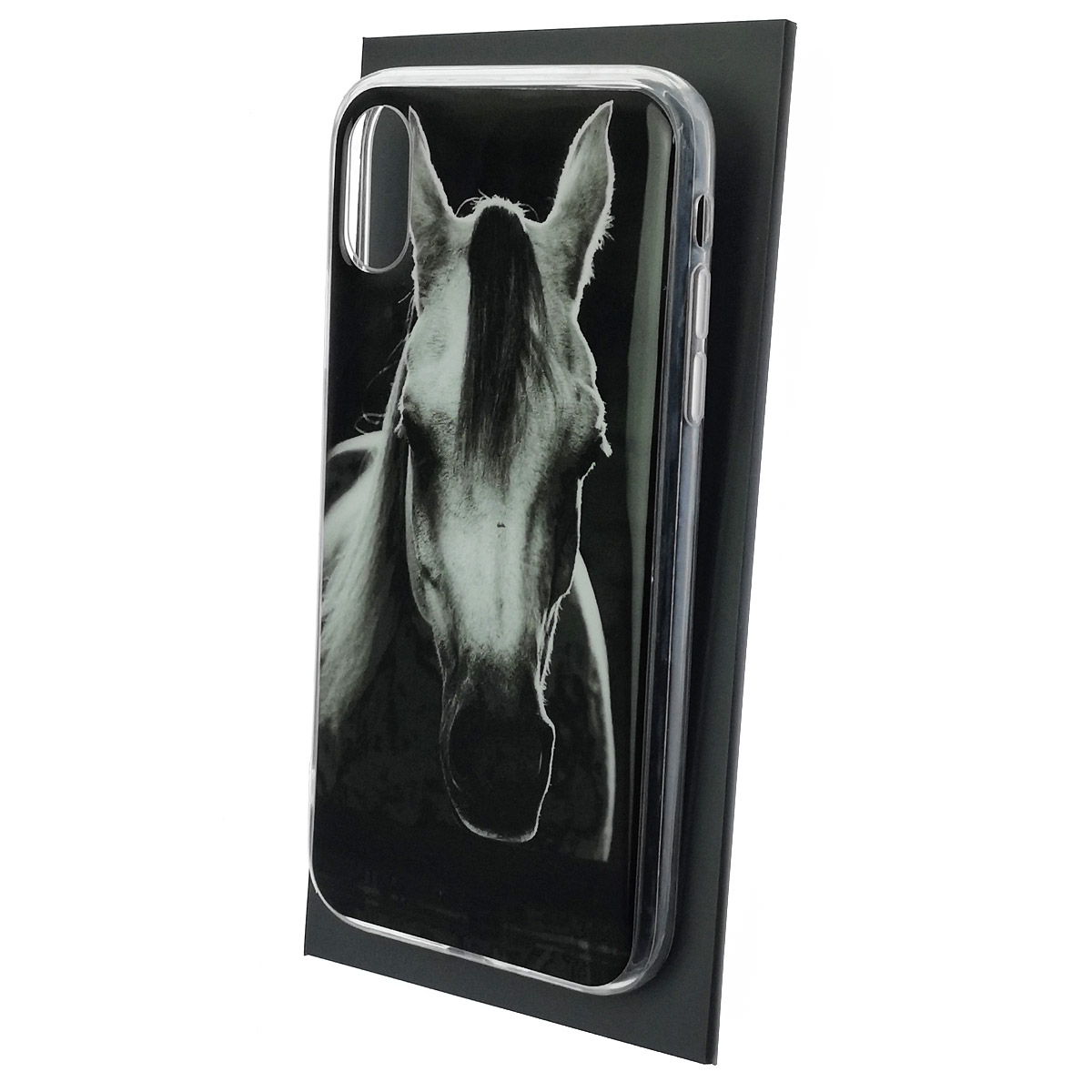 Чехол накладка для APPLE iPhone XR, силикон, глянцевый, рисунок Серый конь