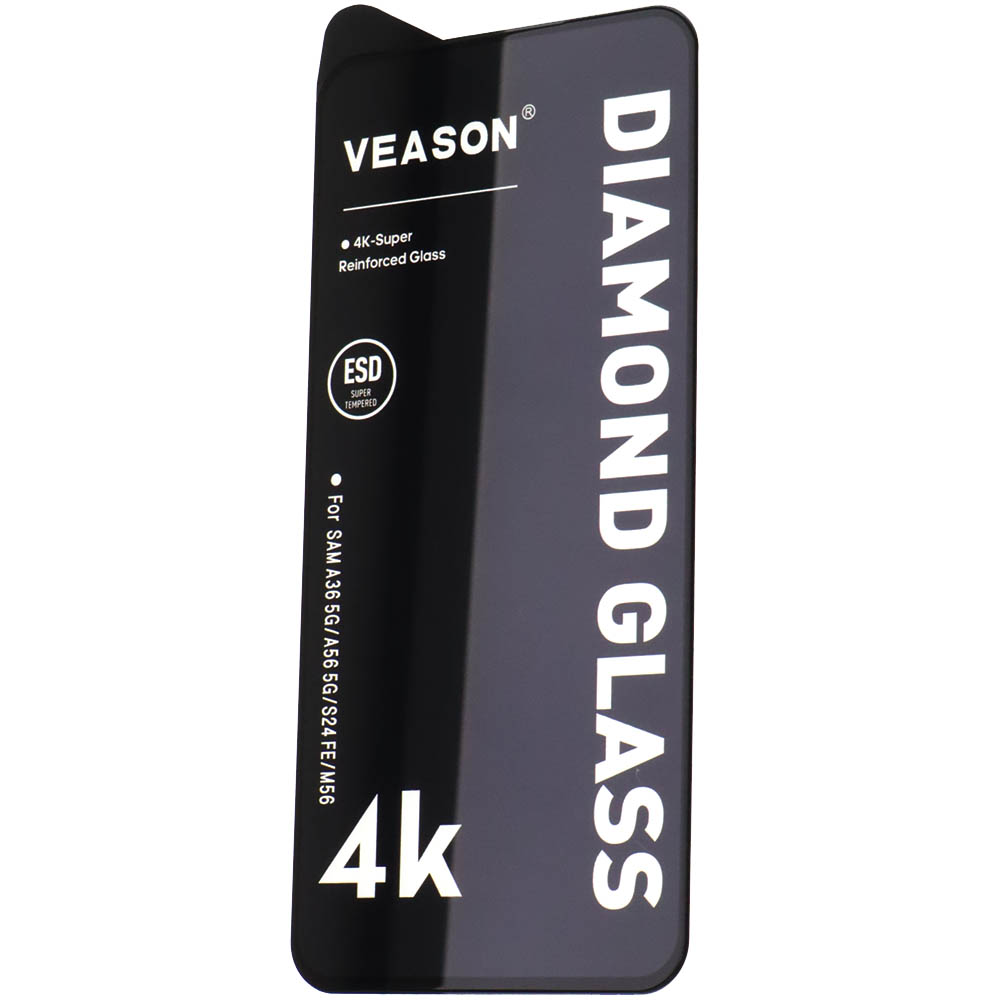 Защитное стекло VEASON DIAMOND GLASS для SAMSUNG Galaxy A36, Galaxy A56, Galaxy S24 FE, Galaxy M56, цвет окантовки черный