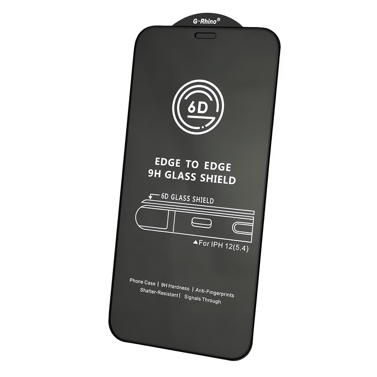 Защитное стекло 6D G-Rhino для APPLE iPhone 12 mini (5.4"), цвет окантовки черный