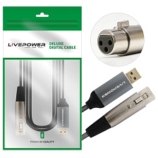 Кабель, переходник Live Power H257 XLR F - USB, 1.8 метра, цвет черный