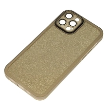 Чехол накладка Shine для APPLE iPhone 12 Pro, силикон, блестки, защита камеры, цвет черно золотистый