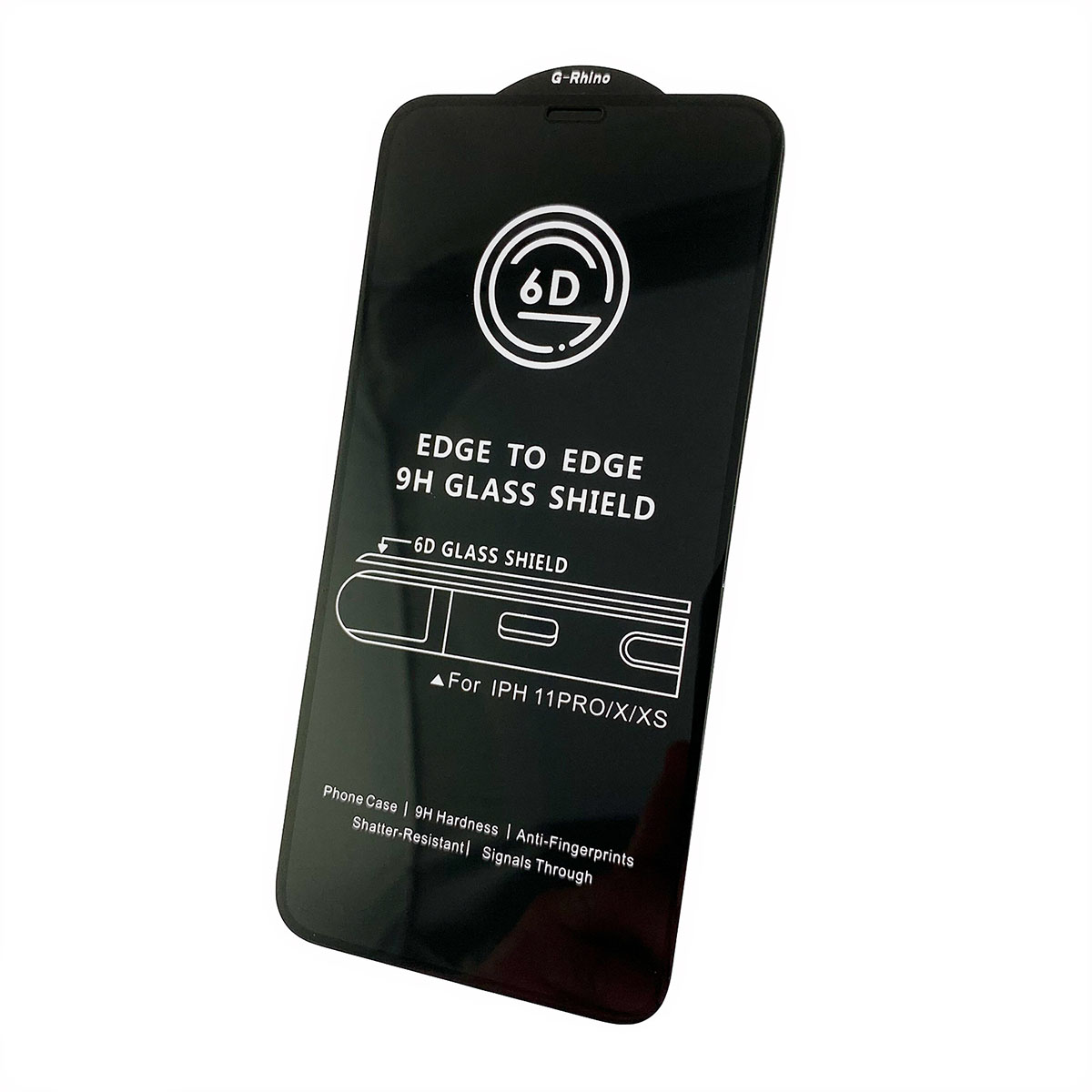 Защитное стекло 6D G-Rhino для APPLE iPhone X, iPhone XS, iPhone 11 Pro, цвет окантовки черный