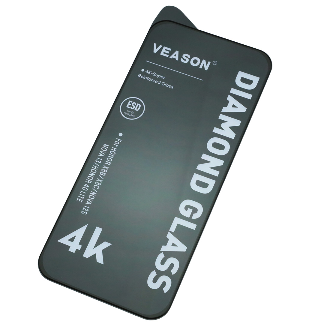 Защитное стекло VEASON DIAMOND GLASS для для HUAWEI Honor X8b, Honor X8c, Honor 200 Lite, Honor 400 Lite, NOVA 12, NOVA 13, цвет окантовки черный