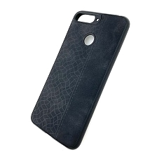 Чехол накладка для HUAWEI HONOR 7A PRO, HONOR 7C, Y6 2018, Y6 PRIME, силикон, текстура кожи, цвет черный.