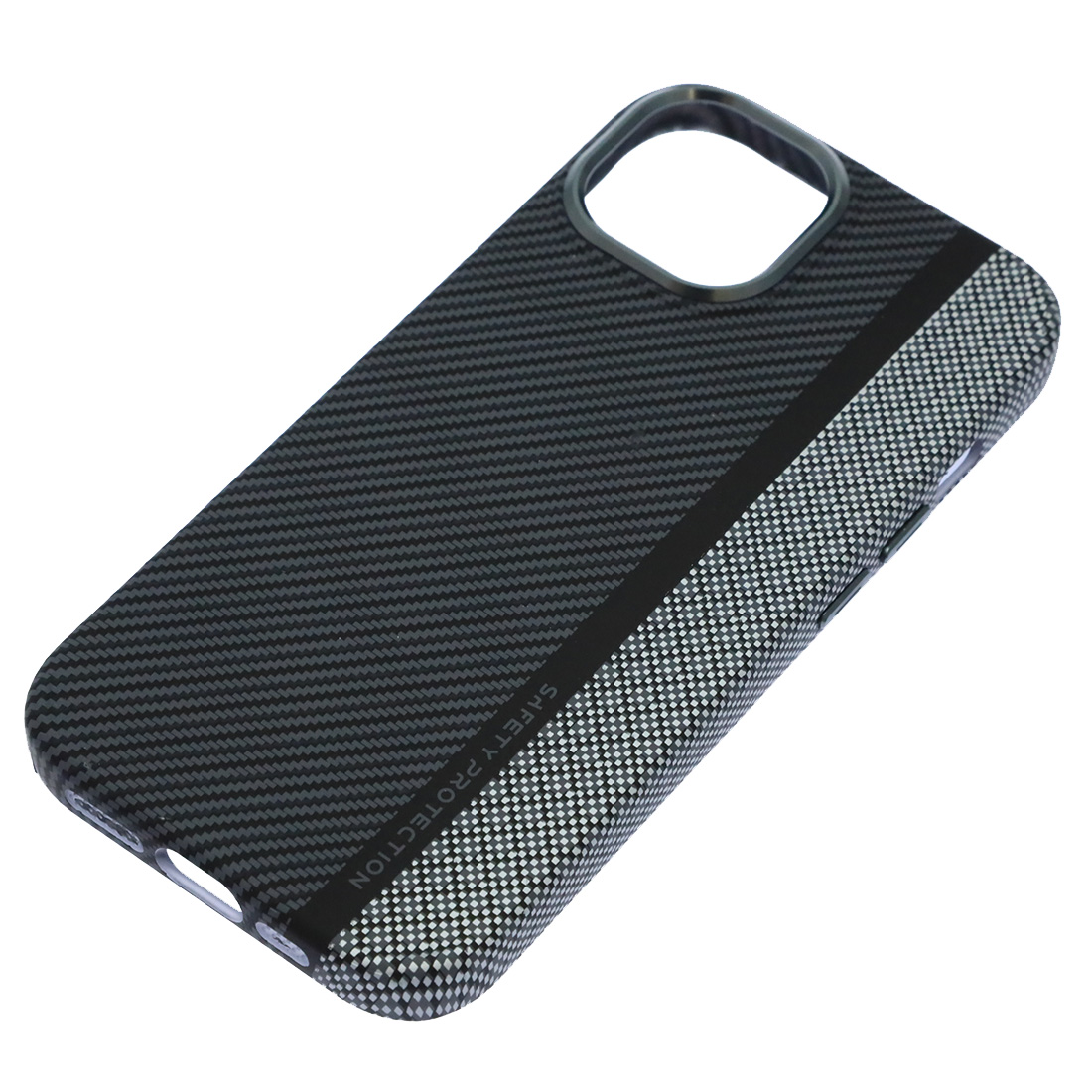 Чехол накладка Cabbeen с поддержкой MagSafe для APPLE iPhone 15, рисунок, карбон, цвет темно серый