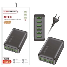 СЗУ (Сетевое зарядное устройство) MRM H5018, 40W, 6 USB, цвет черный