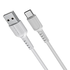 Кабель BOROFONE BX16 Easy USB Type C, длина 1 метр, 3A, силикон, цвет белый