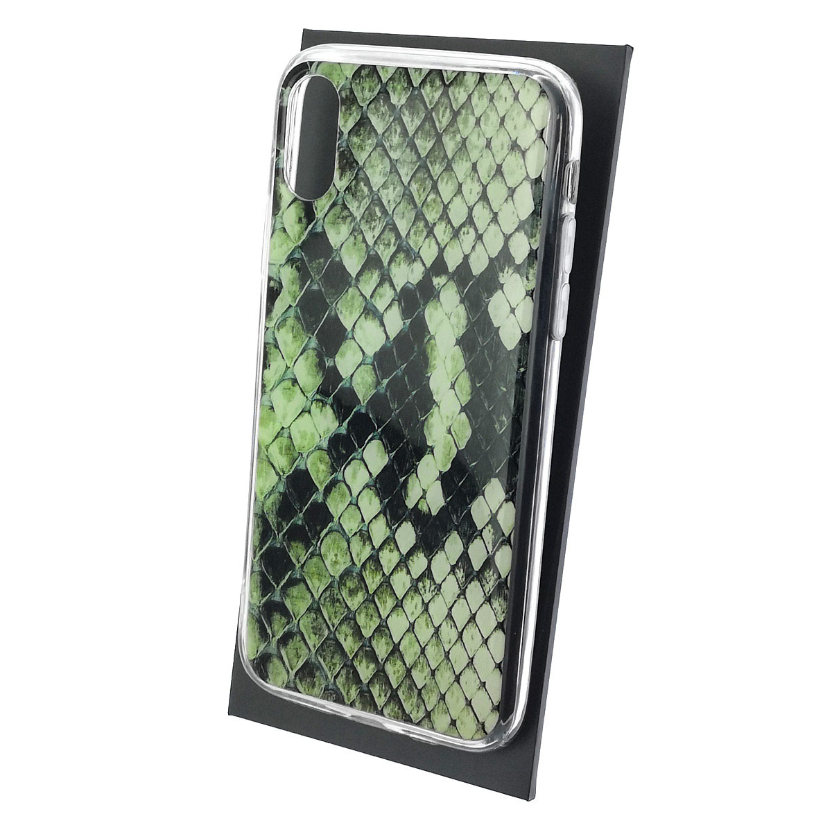 Чехол накладка для APPLE iPhone X, iPhone XS, силикон, глянцевый, рисунок Зеленая кожа Каймана