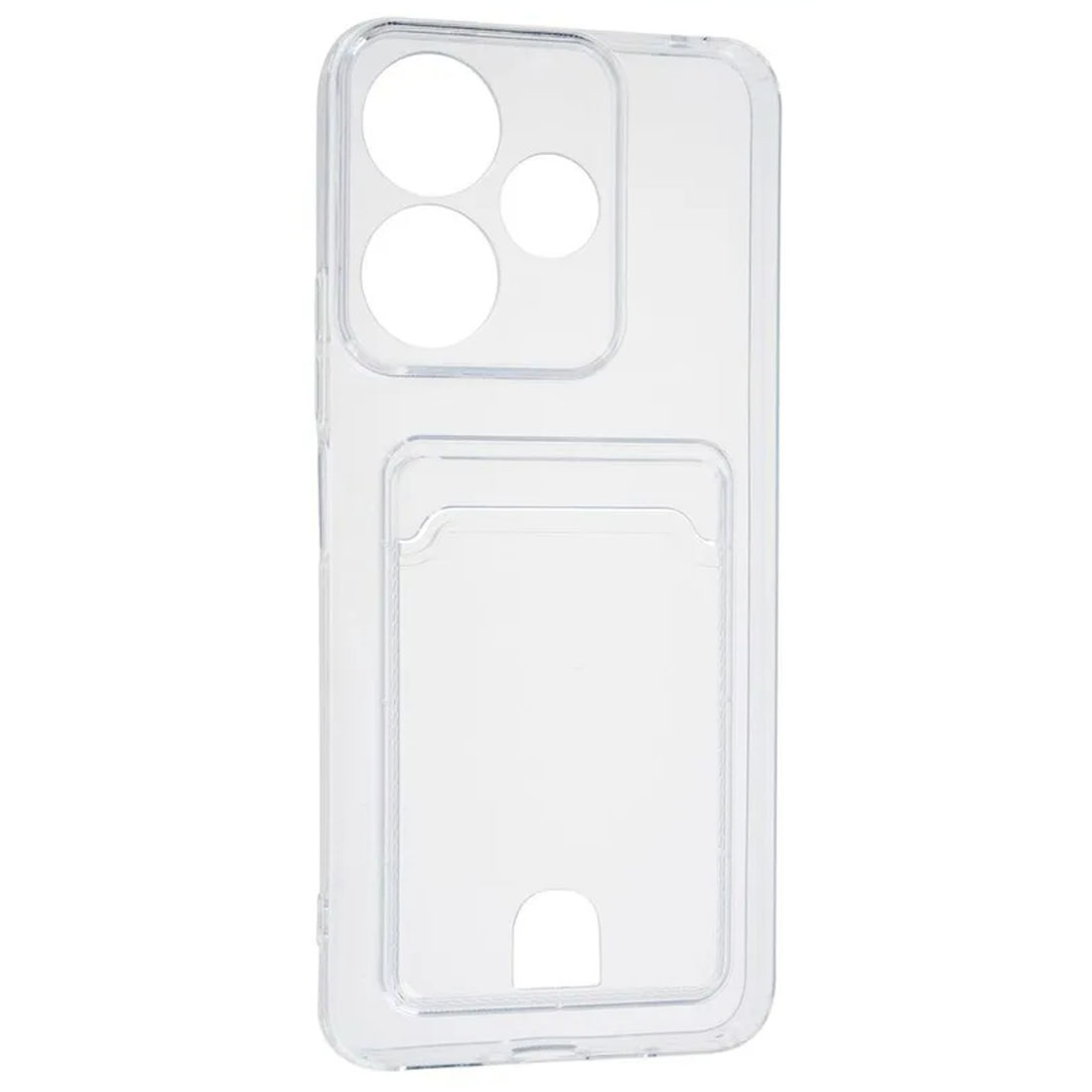 Чехол накладка CARD CASE для XIAOMI Redmi 13, POCO M6 4G, защита камеры, силикон, отдел для карт, цвет прозрачный