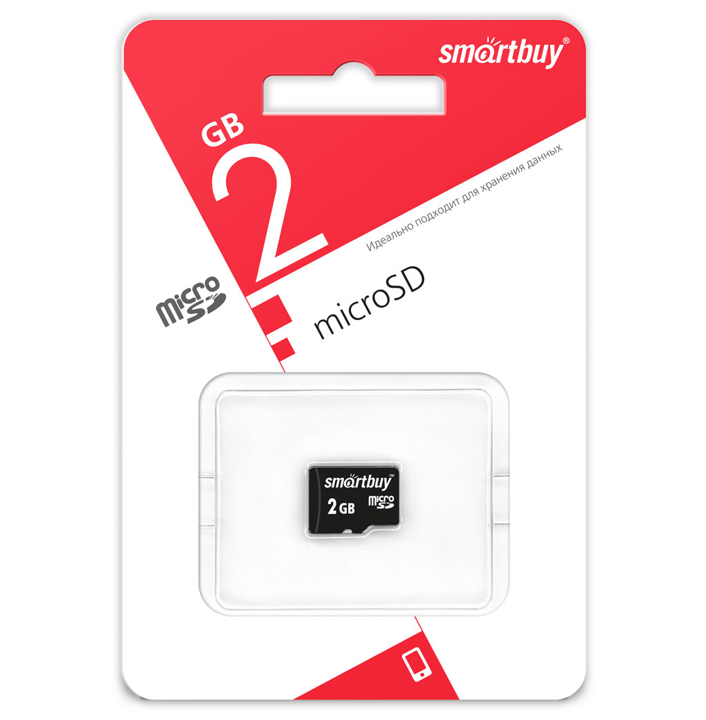 Карта памяти MicroSD 2GB Smart Buy Class 4 без адаптера, цвет черный