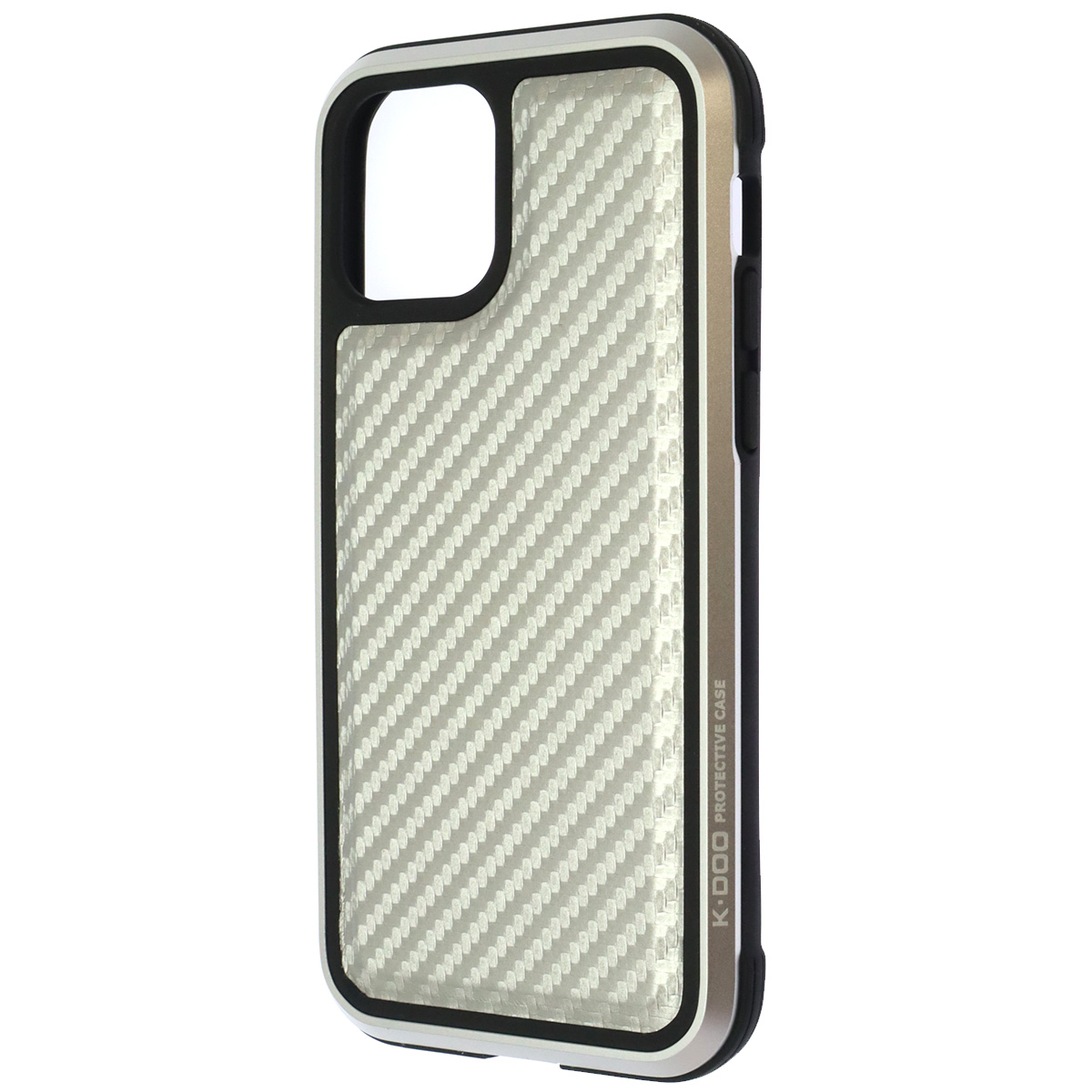 Чехол-накладка K-DOO Mars для APPLE iPhone 12 Pro, бархат, силикон, металл, карбон, цвет серебристый
