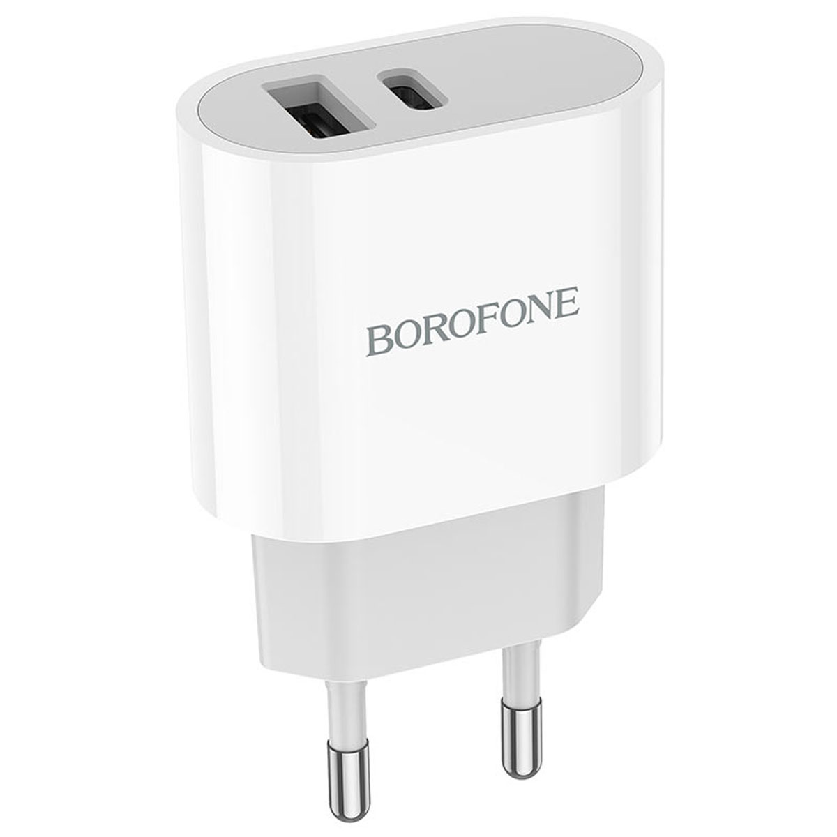 СЗУ (Сетевое зарядное устройство) BOROFONE BA62A Wiseacre, 12W, 2.4A, 1 USB, 1 USB Type C, цвет белый