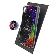 Чехол накладка для XIAOMI Redmi 7A, силикон, фактурный глянец, с поп сокетом, рисунок Tik Tok