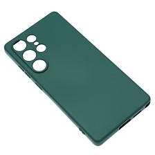 Чехол накладка NANO для SAMSUNG Galaxy S25 Ultra, защита камеры, силикон, бархат, цвет темно зеленый