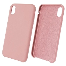 Чехол накладка Silicon Case для APPLE iPhone XR, силикон, бархат, цвет розовый песок.