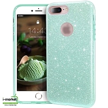 Чехол накладка Shine для APPLE iPhone 7 Plus, iPhone 8 Plus, силикон, блестки, цвет зеленый