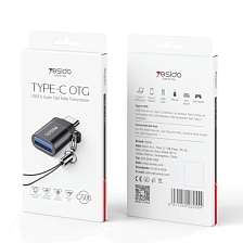 Адаптер, переходник, конвертер YESIDO GS06 с USB Type C (папа) на USB A (мама), цвет серебристый