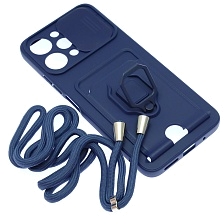 Чехол накладка MULTI FUNCTION 4 в 1 для XIAOMI Redmi 12 4G, цвет темно синий