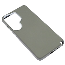 Чехол накладка VICTORIA для SAMSUNG Galaxy S26 Ultra, силикон, пластик, текстура кожи, бархат, цвет космически серый