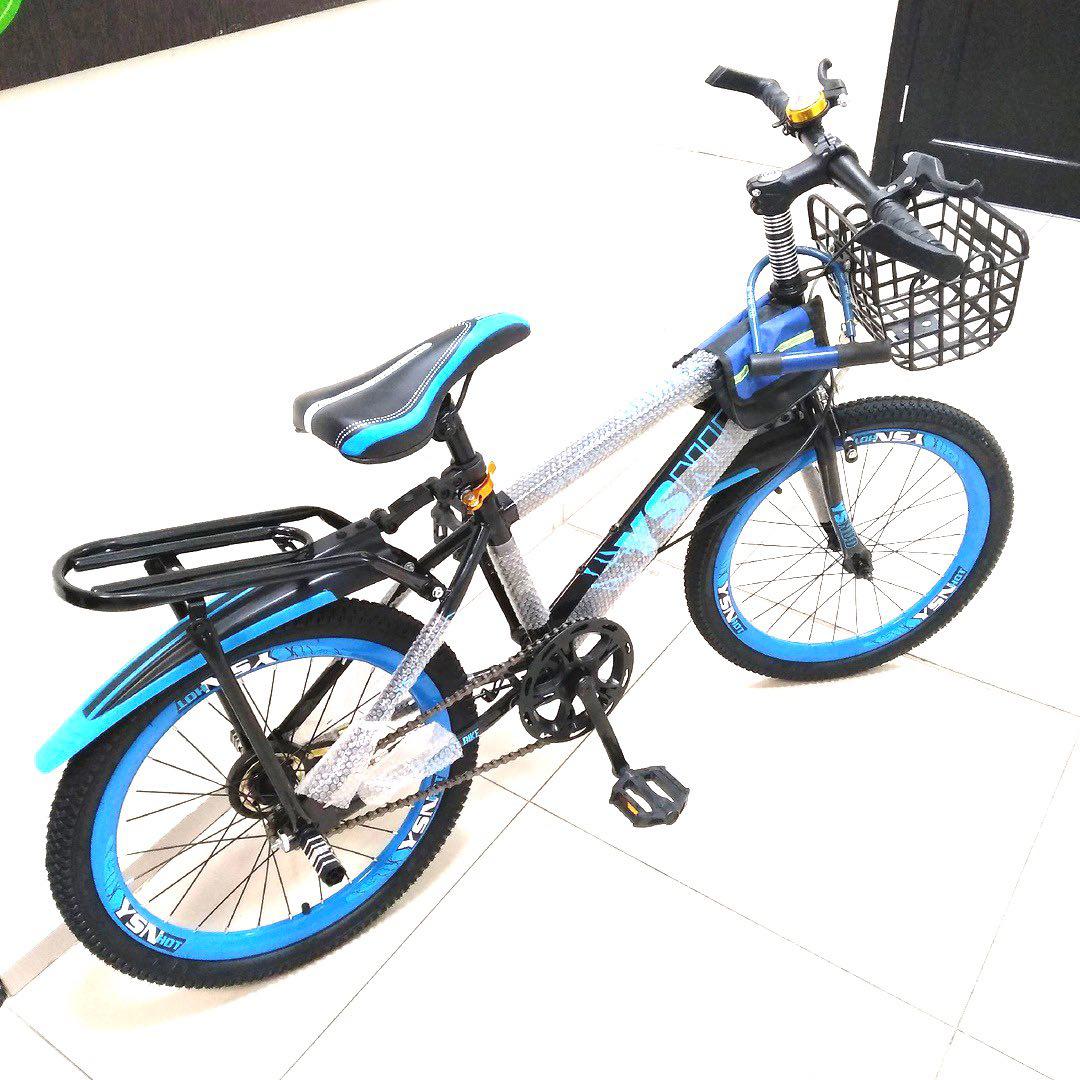 Велосипед детский YSN HOT, с корзинкой, цвет синий.