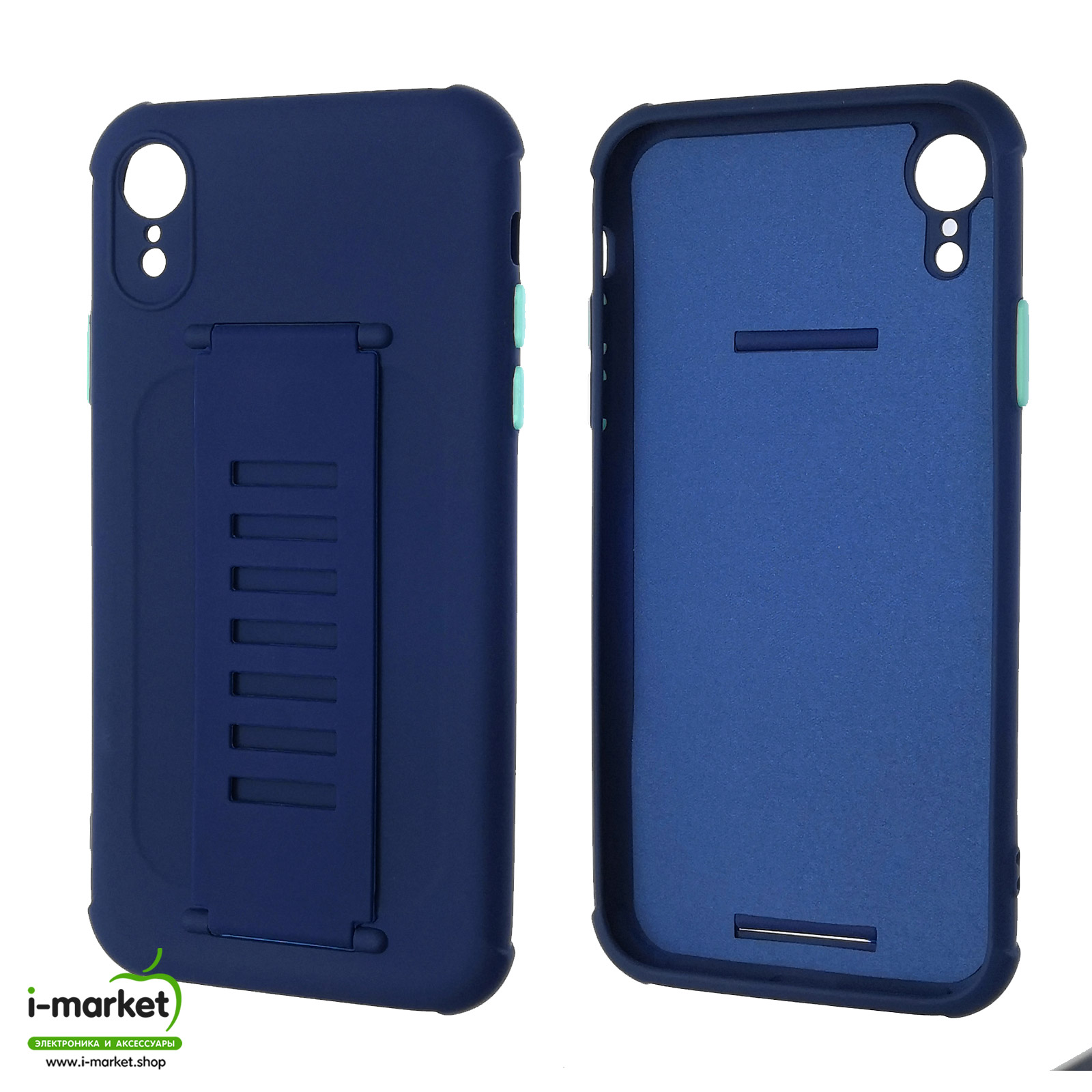Чехол накладка LADDER NANO для APPLE iPhone XR, силикон, держатель, цвет темно синий