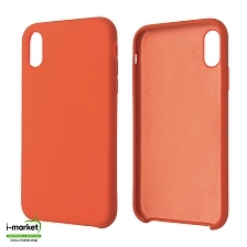 Чехол накладка Silicon Case для APPLE iPhone XR, силикон, бархат, цвет темно оранжевый.