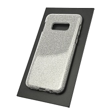 Чехол накладка Shine для SAMSUNG Galaxy S10e (SM-G970), силикон, блестки, цвет серебристый.