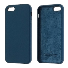 Чехол накладка Silicon Case для APPLE iPhone 5,  iPhone 5S, iPhone SE, силикон, бархат, цвет синий космос