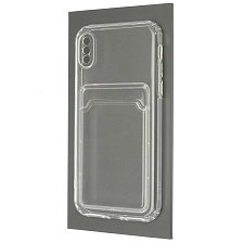 Чехол накладка CARD CASE для APPLE iPhone X, iPhone XS, силикон, отдел для карт, цвет прозрачный