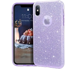 Чехол накладка Shine для APPLE iPhone XS MAX, силикон, блестки, цвет пурпурный