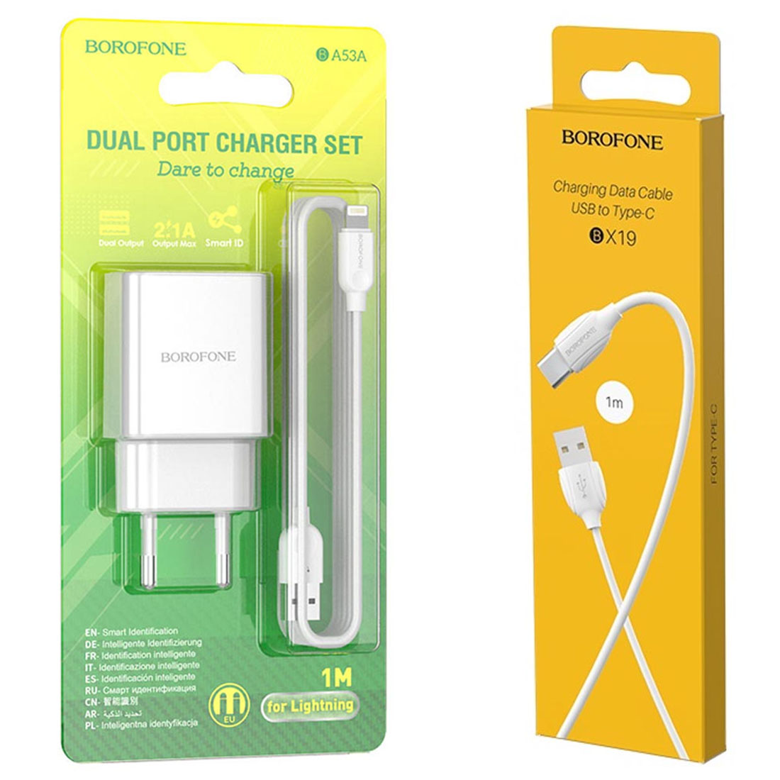 СЗУ (Сетевое зарядное устройство) с кабелем USB Type C, кабелем Lightning 8 pin, 2.1A, 2 USB A, длина 1 метр, цвет белый