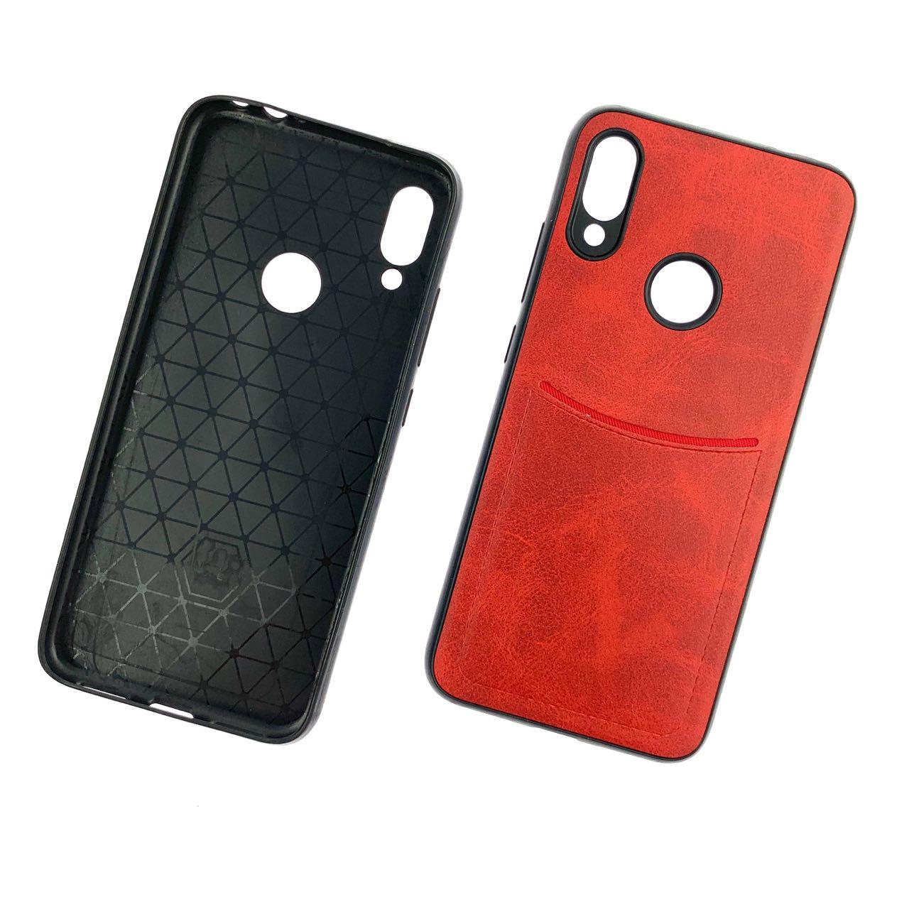 Чехол накладка для XIAOMI REDMI NOTE 7, NOTE 7 PRO, силикон, визитница, экокожа, цвет красный. Чехол накладка для XIAOMI REDMI NOTE 7, NOTE 7 PRO, силикон, визитница, экокожа, цвет красный.
