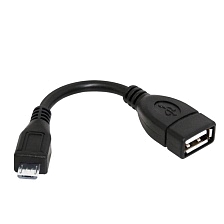 OTG переходник, адаптер, конвертер T11, micro USB, длина кабеля 10 см, цвет черный