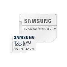 Карта памяти MicroSDXC 128GB SAMSUNG EVO Plus Class 10 UHS-I, A2 V30, 4K, 130 Mb/s, SD адаптер Карта памяти MicroSDXC 128GB SAMSUNG EVO Plus Class 10 UHS-I, A2 V30, 4K, 130 Mb/s, SD адаптер