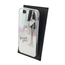 Чехол накладка для APPLE iPhone 5, iPhone 5G, iPhone 5S, iPhone SE, силикон, блестки, глянцевый, рисунок Bonjour Paris