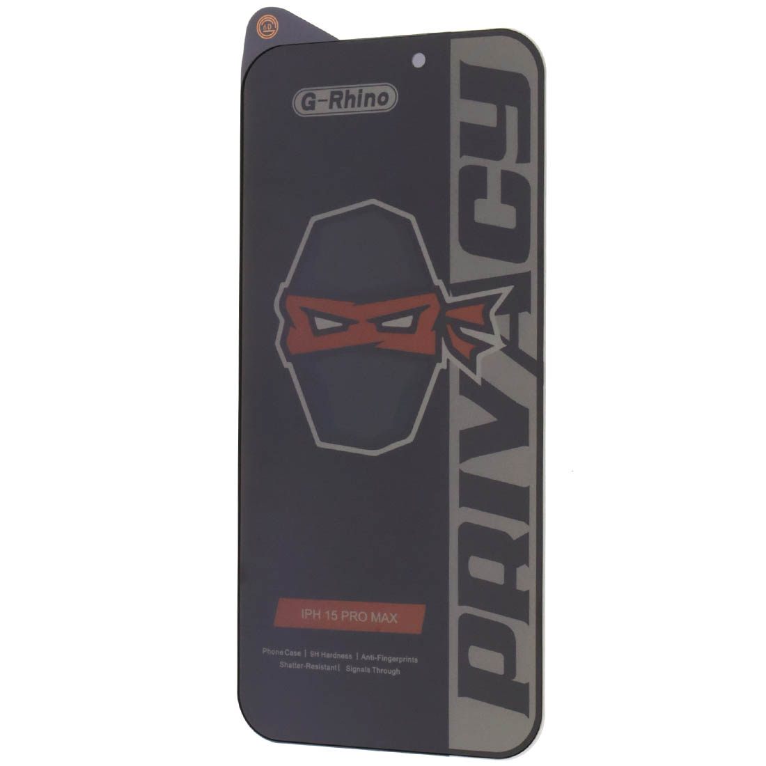 Защитное стекло Антишпион G-Rhino для APPLE iPhone 15 Pro Max (6.7"), цвет окантовки черный
