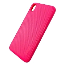 Чехол накладка для XIAOMI REDMI 7A, силикон, полоски, цвет малиновый | РЕТРО 2