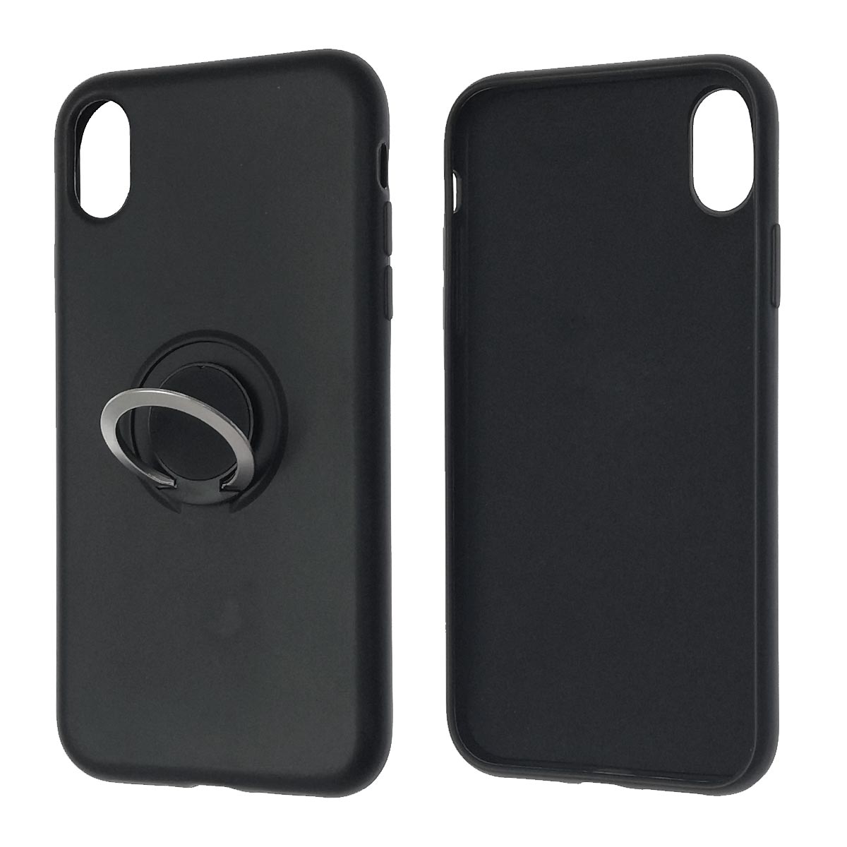 Чехол накладка RING для APPLE iPhone XR, силикон, кольцо держатель, цвет черный
