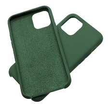Чехол накладка Silicon Case для APPLE iPhone 11 Pro, силикон, бархат, цвет болотный зеленый.